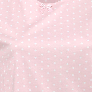 Ladies Jersey Cotton Polka Dot Pyjamas with Frilled Sleeves (Blue or Pink)