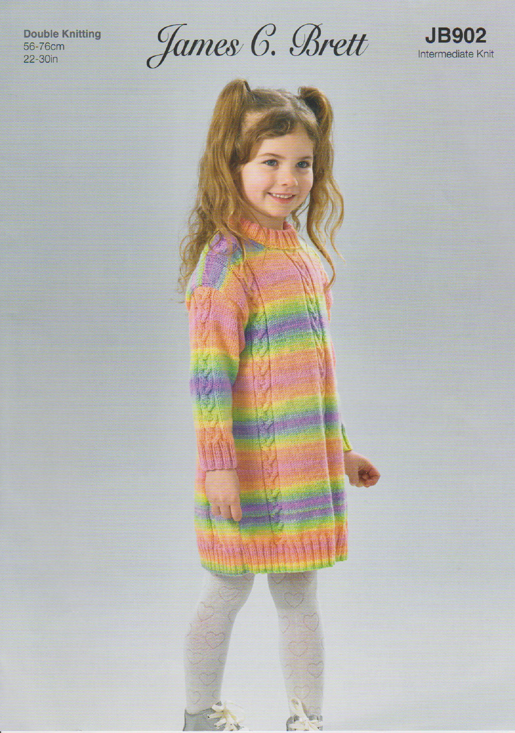 James Brett Double Knit Knitting Pattern Girls Sweater Dress (JB902)