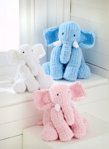 King Cole Super Yummy Knitting Pattern - Stuffed Elephant Toys 9185