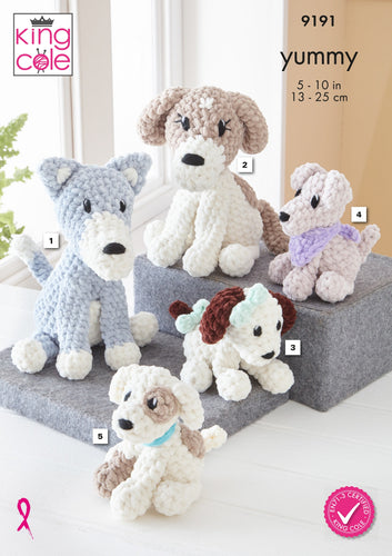 King Cole Crochet Pattern for Stuffed Dog Toys in Yummy 9191