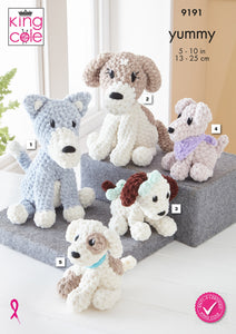 King Cole Crochet Pattern for Stuffed Dog Toys in Yummy 9191