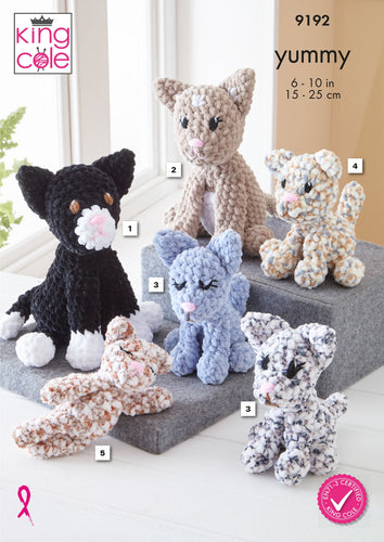 King Cole Crochet Pattern for Stuffed Cat Toys in Yummy 9192