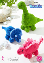 Load image into Gallery viewer, King Cole Crochet Pattern for Dinosaur Stuffed Toys (9198)