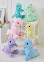Load image into Gallery viewer, King Cole Knitting Pattern for Small &amp; Large Dinosaur Stuffed Toys 9202