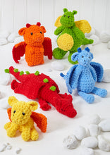 Load image into Gallery viewer, King Cole Crochet Pattern for Dragon Stuffed Toys (9204)