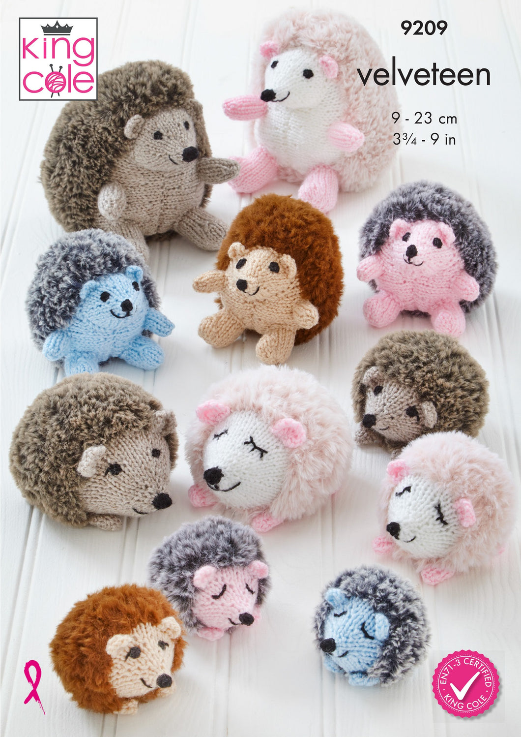 King Cole Knitting Pattern for Velveteen Hedgehog Toys 9209