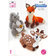 Load image into Gallery viewer, King Cole Knitting Pattern 9212 Woodland Wildlife Squirrel, Fox &amp; Deer Toys