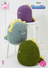 Load image into Gallery viewer, King Cole Knitting Pattern for Small &amp; Large Squishy Dinosaur Toys 9216