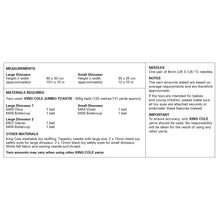 Load image into Gallery viewer, King Cole Knitting Pattern for Small &amp; Large Squishy Dinosaur Toys 9216