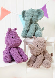 King Cole Crochet Pattern for Elephant, Hippo & Rhino Stuffed Toys 9217