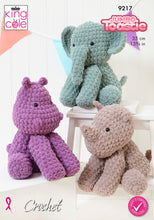 Load image into Gallery viewer, King Cole Crochet Pattern for Elephant, Hippo &amp; Rhino Stuffed Toys 9217