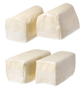 Cotton Arm Caps & Chair Backs Set with Lace Trim - Made in UK (Cream)