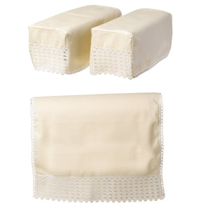 Cotton Arm Caps & Chair Backs Set with Lace Trim - Made in UK (Cream)