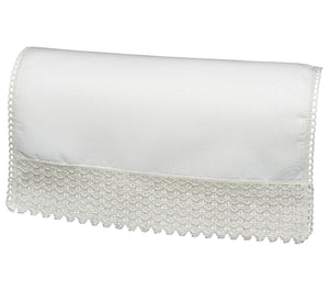 Non Slip Square Arm Caps or Chair Backs with Lace Trim (Cream)