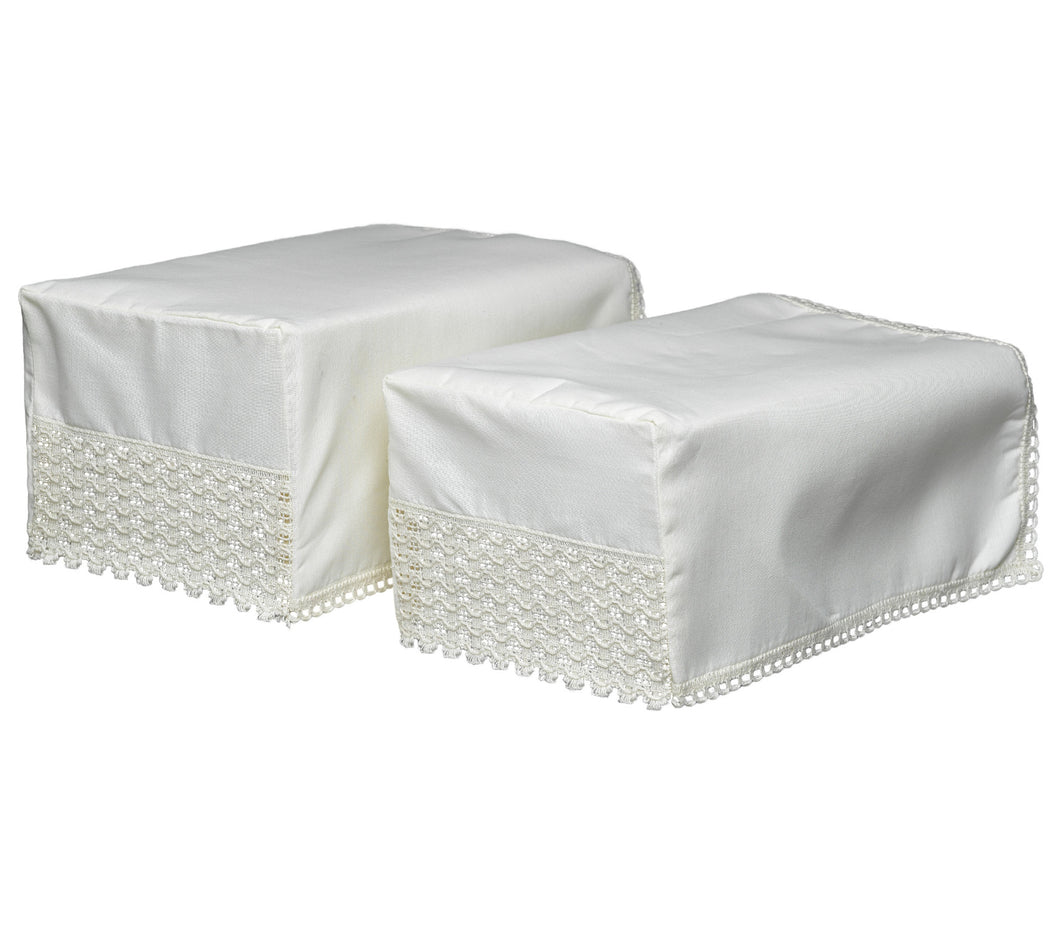 Non Slip Square Arm Caps with Lace Trim (Cream)