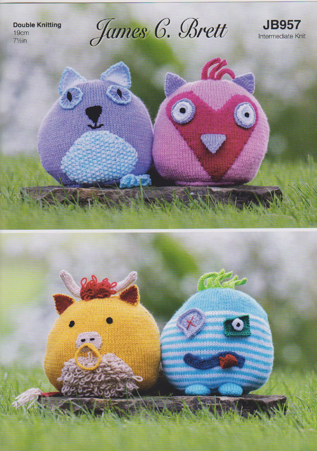 James Brett Double Knitting Pattern for Monster, Cat, Cow & Owl Stuffed Toys JB957