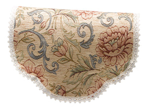 Tapestry Style Arm Caps or Chair Backs (Beige with Pink Flower)