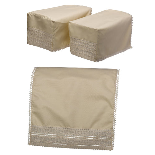 Arm Caps, Chair Back or Settee Back with Wavy Lace Trim (Cream)