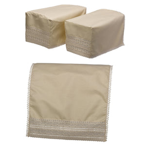 Arm Caps, Chair Back or Settee Back with Wavy Lace Trim (Cream)