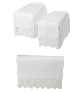 Macrame Arm Caps & Chair Backs Set with Lace Trim (Cream or White)