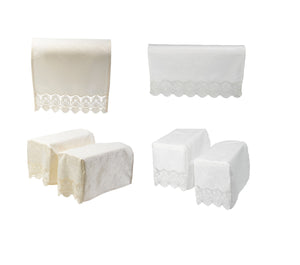 Macrame Arm Caps & Chair Backs Set with Lace Trim (Cream or White)