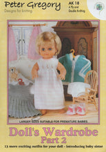 Load image into Gallery viewer, Peter Gregory Knitting Booklet AK18 Dolls Clothes &amp; Premature Babies