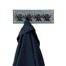 Load image into Gallery viewer, Cast Iron 4 Bees Coat Hooks on Grey Slate Plaque (12" x 4")