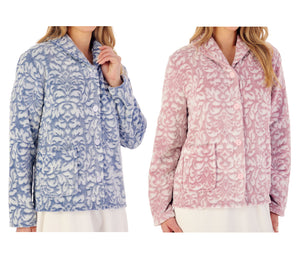 Slenderella Ladies Damask Pattern Fleece Bed Jacket (2 Colours)