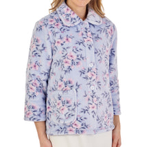 Load image into Gallery viewer, Slenderella Ladies Floral Flannel Fleece Button Up Bed Jacket