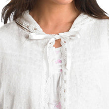 Load image into Gallery viewer, Slenderella Ladies Ribbon Tie Bed Jacket with Scalloped Tulle Trim (Cream or Pink)