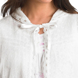 Slenderella Ladies Ribbon Tie Bed Jacket with Scalloped Tulle Trim (Cream or Pink)