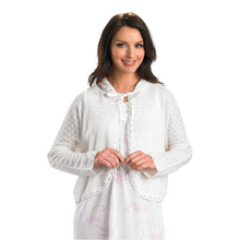 Load image into Gallery viewer, Slenderella Ladies Ribbon Tie Bed Jacket with Scalloped Tulle Trim (Cream or Pink)