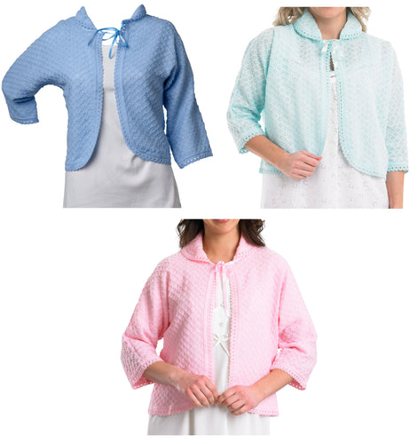 Slenderella Ladies Lightweight Bed Jacket with Peter Pan Collar (3 Colours)