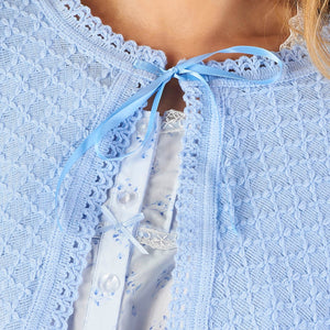 Slenderella Ladies Diamond Pattern Bed Cape with Ribbon Tie (Blue or Pink)