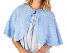 Load image into Gallery viewer, Slenderella Ladies Diamond Pattern Bed Cape with Ribbon Tie (Blue or Pink)