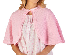 Load image into Gallery viewer, Slenderella Ladies Diamond Pattern Bed Cape with Ribbon Tie (Blue or Pink)