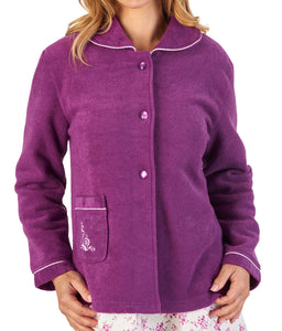 Slenderella Ladies Button Up Boucle Fleece Bed Jacket (3 Colours)