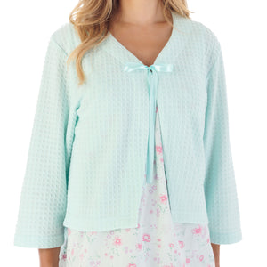 Slenderella Waffle Knit Ribbon Tie Bed Jacket (4 Colours)