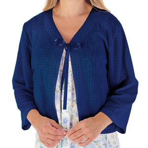 Slenderella Waffle Knit Ribbon Tie Bed Jacket (4 Colours)