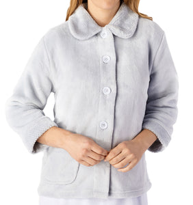 Slenderella Ladies Button Up Bed Jacket with Waffle Detail (Small - XXXL)