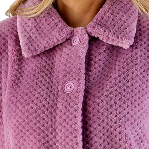 Ladies Slenderella Waffle Fleece Button Up Bed Jacket (7 Colours)