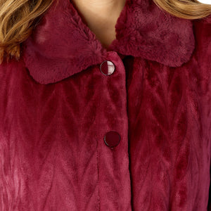 Slenderella Ladies Faux Fur Collar Button Front Bed Jacket (4 Colours)