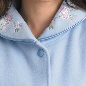 Slenderella Ladies Polar Fleece Floral Embroidered Bed Jacket (Various Colours)