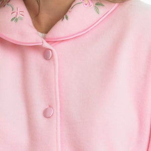 Slenderella Ladies Polar Fleece Floral Embroidered Bed Jacket (Various Colours)