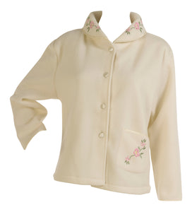 Slenderella Ladies Polar Fleece Floral Embroidered Bed Jacket (Various Colours)