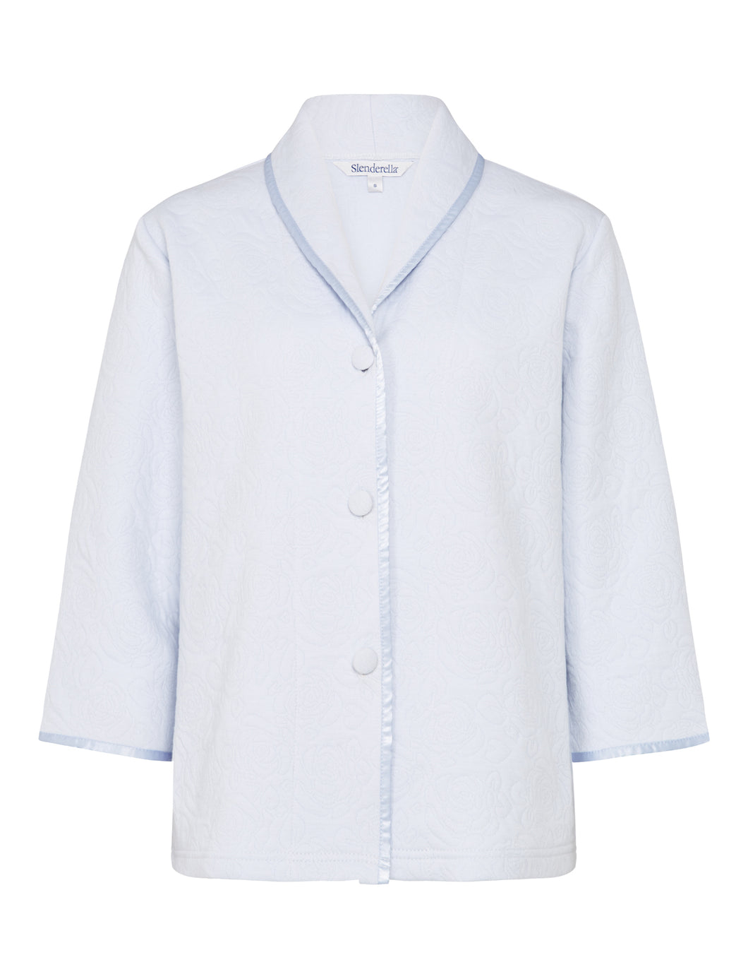 Slenderella Ladies Button Up Floral Mock Quilt Bed Jacket (Blue or Pink)