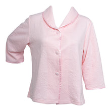 Load image into Gallery viewer, Slenderella Ladies Button Up Floral Mock Quilt Bed Jacket (Blue or Pink)