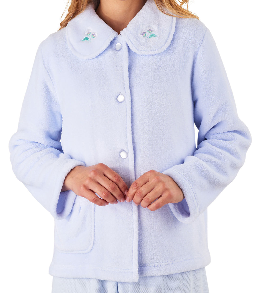 Slenderella Ladies Floral Embroidered Collar Bed Jacket (Small - XXL)
