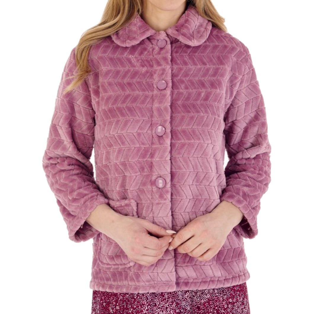 Slenderella Ladies Chevron Fleece Bed Jacket (3 Colours)