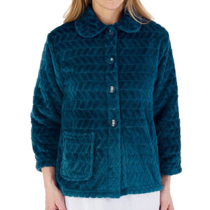 Slenderella Ladies Chevron Fleece Bed Jacket (3 Colours)